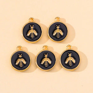 20Pcs Multicolor Enamel Round Alloy Charm Pendant Bee Necklaces Earring