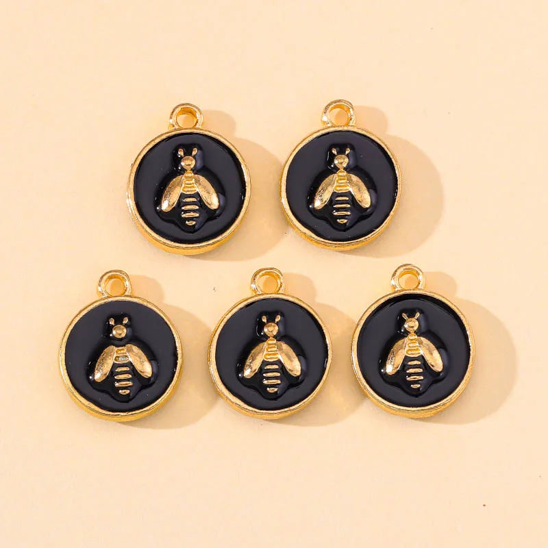 20Pcs Multicolor Enamel Round Alloy Charm Pendant Bee Necklaces Earring
