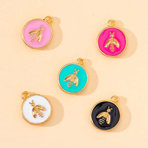 20Pcs Multicolor Enamel Round Alloy Charm Pendant Bee Necklaces Earring