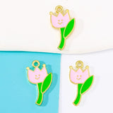20Pcs Yellow Enamel Tulip Pendant Charm DIY Jewelry Making Accessories