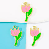 20Pcs Yellow Enamel Tulip Pendant Charm DIY Jewelry Making Accessories