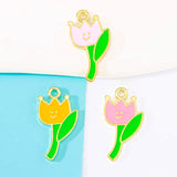 20Pcs Yellow Enamel Tulip Pendant Charm DIY Jewelry Making Accessories