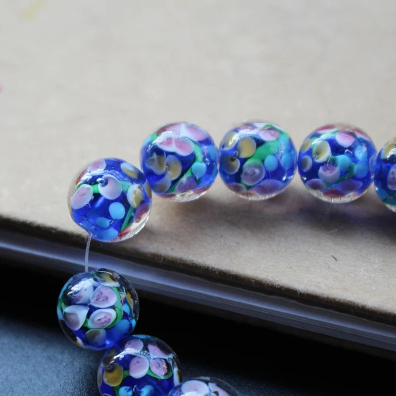 20Pcs 12mm Glass Flower Beads for Jewelry Making Royal Retail