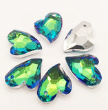 20Pcs 13x17mm U Heart Charm Pendant Crystal Glass Loose Beads For Women DIY