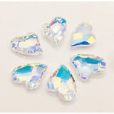20Pcs 13x17mm U Heart Charm Pendant Crystal Glass Loose Beads For Women DIY