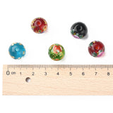 20Pcs 14MM Round Flower Glass Beads For DIY Jewelry Making