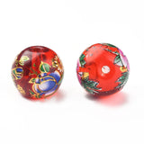 20Pcs 14MM Round Flower Glass Beads For DIY Jewelry Making
