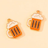 20Pcs Enamel Cup Beer Mug Charms Golden Alloy Pendant for Jewelry Making