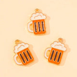 20Pcs Enamel Cup Beer Mug Charms Golden Alloy Pendant for Jewelry Making