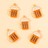 20Pcs Enamel Cup Beer Mug Charms Golden Alloy Pendant for Jewelry Making
