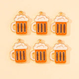 20Pcs Enamel Cup Beer Mug Charms Golden Alloy Pendant for Jewelry Making