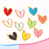 20Pcs 15*18mm Colorful Heart Enamel Pendant DIY Jewelry Making