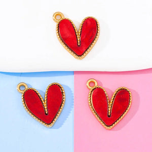 20Pcs 15*18mm Colorful Heart Enamel Pendant DIY Jewelry Making