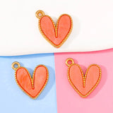 20Pcs 15*18mm Colorful Heart Enamel Pendant DIY Jewelry Making