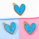 20Pcs 15*18mm Colorful Heart Enamel Pendant DIY Jewelry Making
