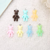 20Pcs Mini Violent Bear Charms Glitter Resin Craft Findings Keychain Pendant