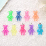 20Pcs Mini Violent Bear Charms Glitter Resin Craft Findings Keychain Pendant