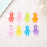 20Pcs Mini Violent Bear Charms Glitter Resin Craft Findings Keychain Pendant