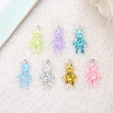 20Pcs Mini Violent Bear Charms Glitter Resin Craft Findings Keychain Pendant