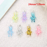 20Pcs Mini Violent Bear Charms Glitter Resin Craft Findings Keychain Pendant