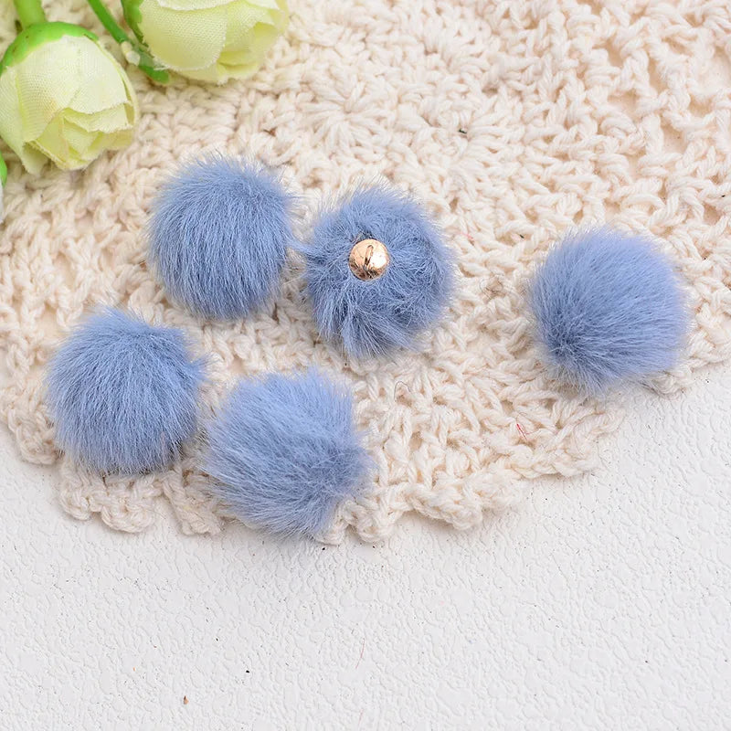 20Pcs 15MM Faux Rabbit Fur KeyChain Pom Ball Pendant