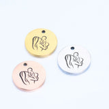 20Pcs 15mm Laser Mother Baby Charms Stainless Steel For DIY Necklace