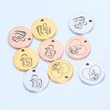 20Pcs 15mm Laser Mother Baby Charms Stainless Steel For DIY Necklace
