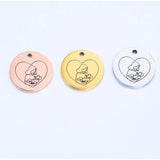20Pcs 15mm Laser Mother Baby Charms Stainless Steel For DIY Necklace