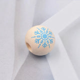 20Pcs 16MM Christmas Snowflake Wooden Beads for DIY Crafts