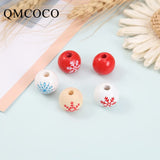 20Pcs 16MM Christmas Snowflake Wooden Beads for DIY Crafts