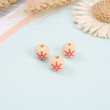 20Pcs 16MM Christmas Snowflake Wooden Beads for DIY Crafts