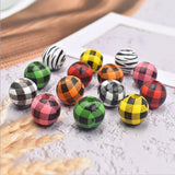 20Pcs Colorful Grid Round Wooden Beads DIY Kids Toys Jewelry Making