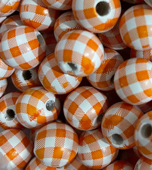 20Pcs Colorful Grid Round Wooden Beads DIY Kids Toys Jewelry Making