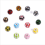 20Pcs Colorful Grid Round Wooden Beads DIY Kids Toys Jewelry Making