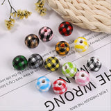 20Pcs Colorful Grid Round Wooden Beads DIY Kids Toys Jewelry Making