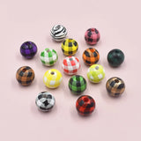 20Pcs Colorful Grid Round Wooden Beads DIY Kids Toys Jewelry Making