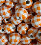 20Pcs Colorful Grid Round Wooden Beads DIY Kids Toys Jewelry Making