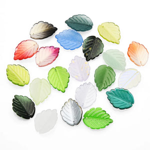 20Pcs Glass Leaf Beads Crystal Pendants Gradient Leaves Shape for Earrings DIY