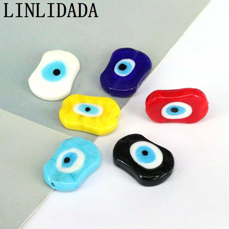 20Pcs 18*25mm Evil Eye Glass Beads for Jewelry Making