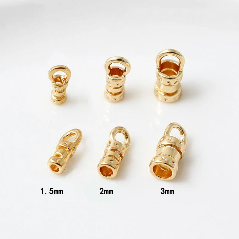 20Pcs 18K Plated Brass Crimp End Caps for DIY Leather Cord Bracelet