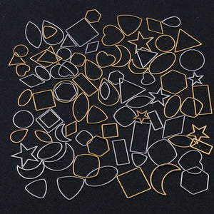 20Pcs Stainless Steel Geometric Pendant Frames Mix Charm Open Pressed Resin Figu
