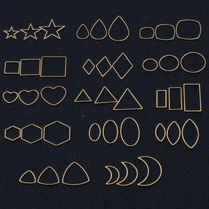 20Pcs Stainless Steel Geometric Pendant Frames Mix Charm Open Pressed Resin Figu