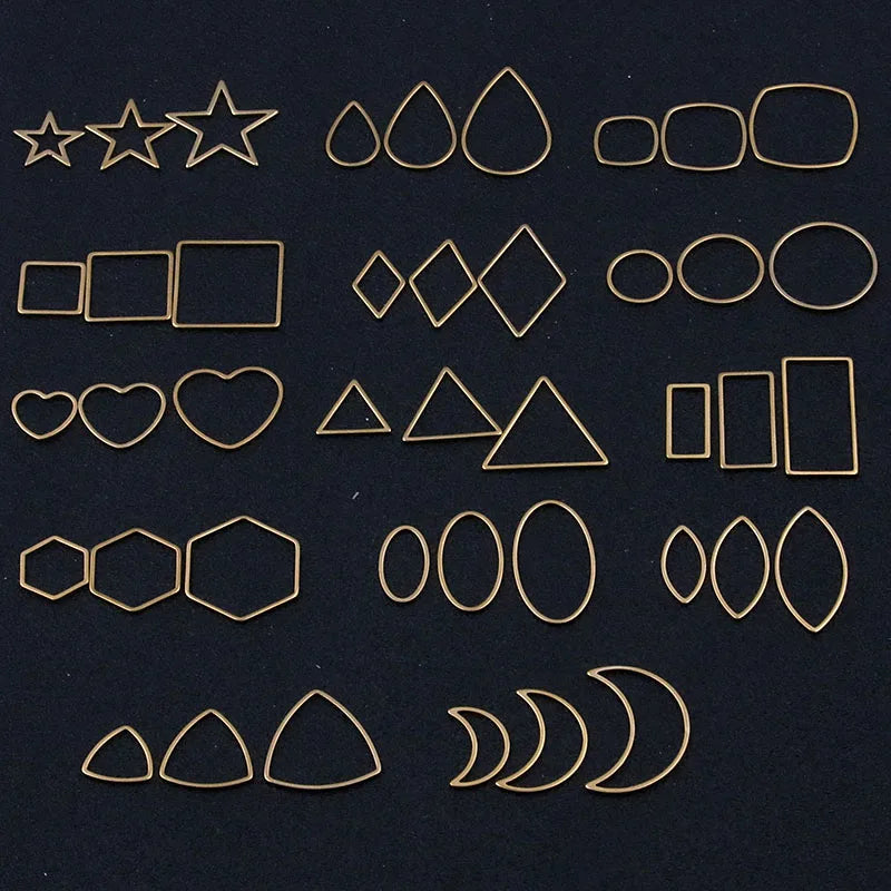 20Pcs Stainless Steel Geometric Pendant Frames Mix Charm Open Pressed Resin Figu