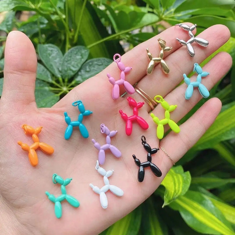 20Pcs Balloon Dog Puppy Necklace Enamel Pendant Unisex Gift Party