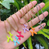 20Pcs Balloon Dog Puppy Necklace Enamel Pendant Unisex Gift Party