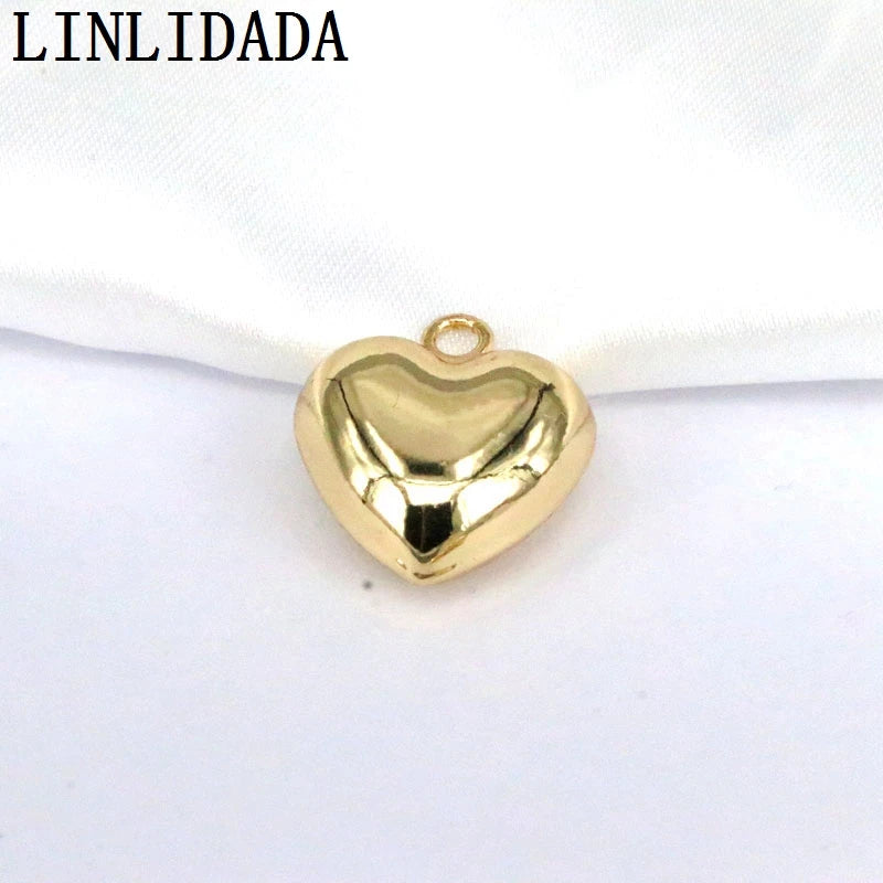 20Pcs Plated Love Heart Charm for Jewelry Making Supplies