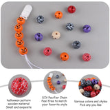20Pcs 20mm Halloween Printed Wooden Beads for Baby Pacifier Chain Bracelet