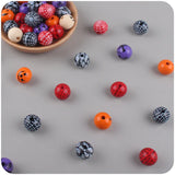 20Pcs 20mm Halloween Printed Wooden Beads for Baby Pacifier Chain Bracelet