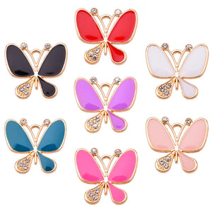 20Pcs Enamel Butterfly Necklace Charms for DIY Jewelry Making