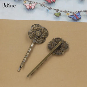 20Pcs 23MM Flower Hair Clip Vintage Bronze Women Barrette Accessories